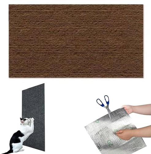 Tapis à gratter pour Chat, 60x200cm DIY Tapis griffoir pour Chat, Trimmable Auto-adhésif Grattoir Chat, Antidérapant Planche Gratter pour Chat, Arbre à Chat, Mur à Chat (Marron)