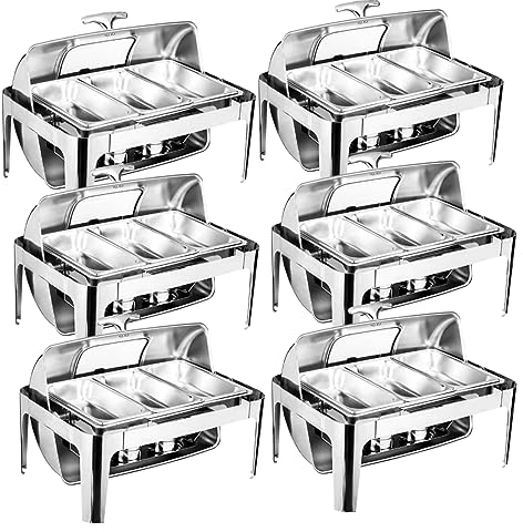 Chafing Dish Buffet Set The 9l Food Heater Transparent Glass Lid Food Container Insulation Service Five Piece Set for Restaurants Buffets Catering Schools,six