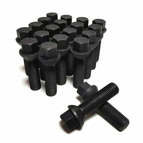 20 Radschrauben M12x1,5 Radbolzen Kugelbund SW17 R12 SCHWARZ große Auswahl (Kugel M12x1,5x28mm)