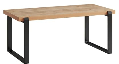 Vicco Couchtisch Halifax, Eiche rustikal/Schwarz, 110 x 56 cm mit Metallrahmen