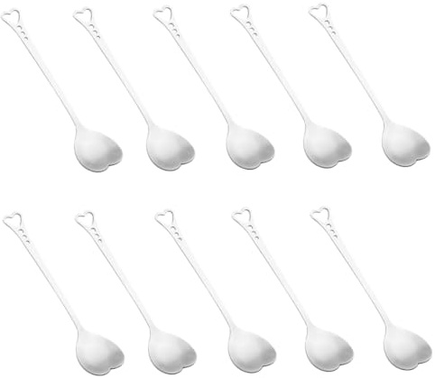 Heart Shape Spoon Stainless Steel Heart Spoon Dessert Spoon Stirring Teaspoon Coffee Dessert Spoon Dinnerware 10PCS Silver