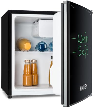 Klarstein Spitzbergen – Kühlschrank, Energieeffizienzklasse E, Gefrierfach, ZestfulART Design: Beschreibbare Tür inklusive Marker, 2 Türfächer, Schwarz, 46 l