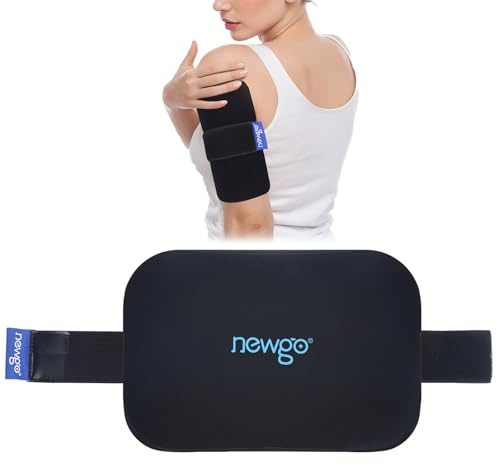 NEWGO kühlpads gel mit Vlies weich-schwarz, Kühlgelkissen Kältekompresse mit Elastischer Band, Kalt Warm Kühlkompresse für Fieber, zur Schmerzlinderung von Kopf, Handgelenk, Arm und Knie (29cm×19.5cm)