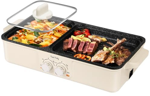 Food Party Appareil a Fondue Chinoise Hot Pot et Barbecue Electrique 220V Hotpot électrique Barbecue Coréen de Table Interieur sans Fumée (Petit)