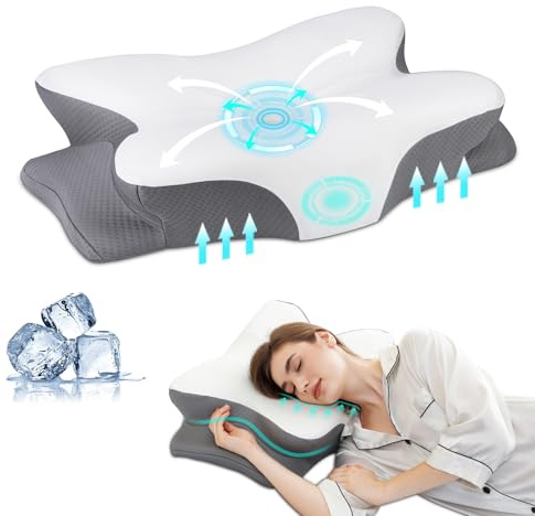 HBYGE Memoryschaumkissen, Orthopädisches Nackenkissen bei Nackenschmerzen, Kissen für alle Schlafpositionen (Seiten-, Rücken-, Bauchschläfer), Zervikalkissen mit atmungsaktivem Bezug – für Erwachsene