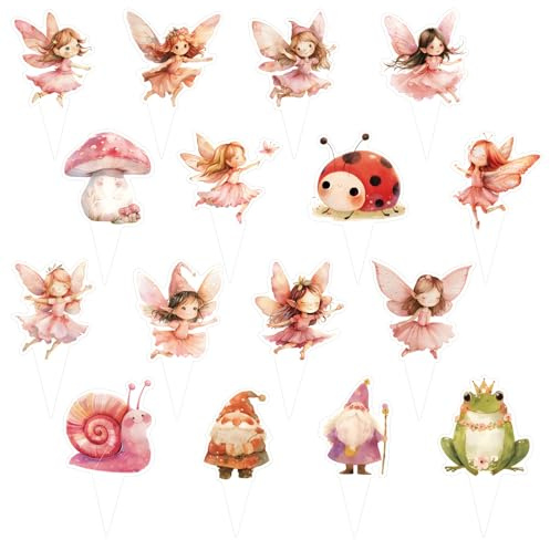 48 st Fairy Cupcake Toppers, Blommig Baby Shower Party Dekoration Födelsedags Flaggskylt Tillbehör för Födelsedagsfest Dekorationer Födelsedags Flaggskylt Tillbehör