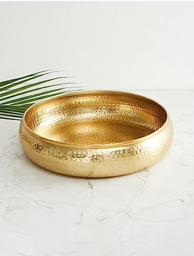 New Austin Round Hammered Traditional Potpourri urli Decorative Bowl Gold (12 inch)