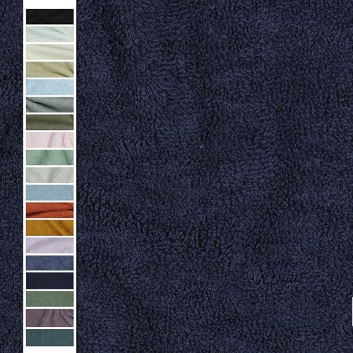 VmG-Store Tela de rizo por metros, 15 colores para coser, albornoz, tejido de rizo, 145 cm de ancho (056 I Navy)