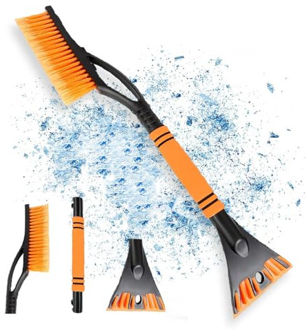 Balais à Neige,Grattoir à Neige avec Brosse,Grattoir à Glace avec Balai,Raclette Brosse à Neige Voiture,2 en 1 Brosse à Neige pour Voiture,60 Cm de Longueur avec Une Poignée AntidéRapante Isolante(A)