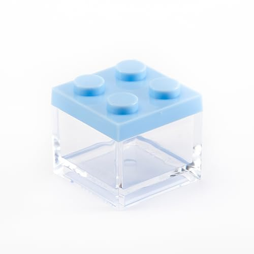 Manzoni Home - Contenitori Mattoncino - Set da 24 Pezzi colore Azzurro - Ideali come Bomboniere per Battesimo e Decorazioni Creative - Made in Italy
