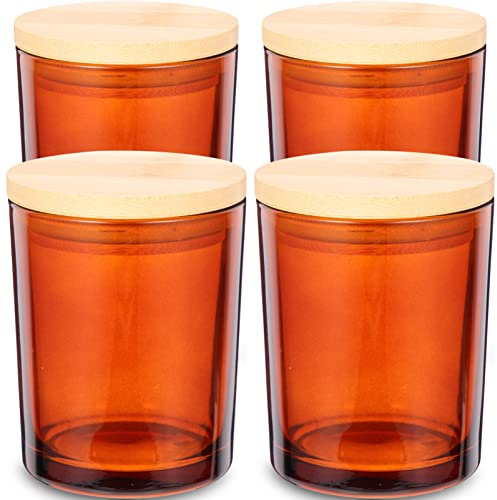 KONTONTY 4sätze Glas Kerzenbecher Mit Bambusdeckel Leere Kerzendosen Zum Selbermachen Von Kerzen Für Wohndekoration Und Aufbewahrung