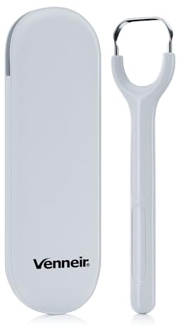 Rascador de lengua para el cuidado bucal, acero inoxidable (blanco pizarra)
