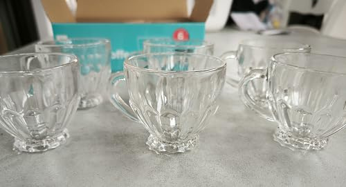 SET 6 TAZZINE DA CAFFE' IN VETRO LAVORATE 100 ML MODELLO STELLA