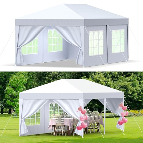 Tonnelle de Jardin 3x6M，Tente Réception，Gazebo，Pavillon、Tente de Jardin avec Fenêtres、Parois Latérales，Imperméable，Anti UV 50+，Résistant au Vent Auvent Barnum pour Camping Festival Plage,Blanc