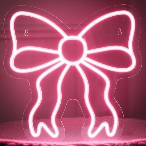 Retisee rosa rosett LED neonskylt sovrum kvinnorum neonljusskylt kokett estetisk hem vägg preppy sovsal skönhet salong dekor fest bar dekoration present till henne 30 x 30 cm