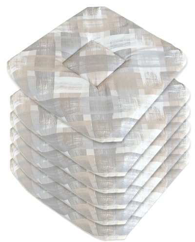 emmevi Set mit 6 Stuhlkissen aus Baumwolle mit Klappen, waschbar, weich, universell, Shabby Chic, modern