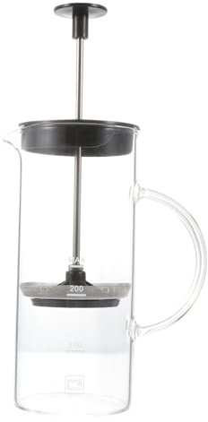 IMIKEYA Cafetière à Piston Verre Mousseur à Lait Manuel Réutilisable Cafetière De Bureau Avec Balance