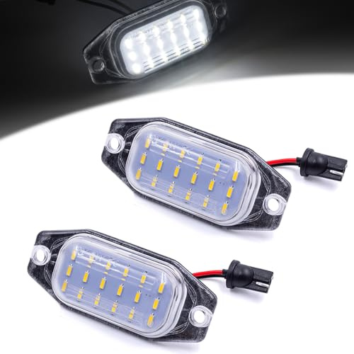 LED License Plate Light Assembly Compatible with Toyota FJ Cruiser 2007-2014 & FJ80 Land Cruiser 1991-1997, OEM Replacement 6000K Xenon White Error Free Led Tag Lights Kit