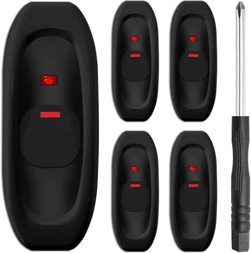 MKBKLLJY 5PCS Inline Cord Switch AC 250V 10A Appliance Switch Replacement Button Control ON OFF with Red LED Indicator Light With Cross Screwdriver, for Bedroom Table Desk Wall Lamp GW320 Black
