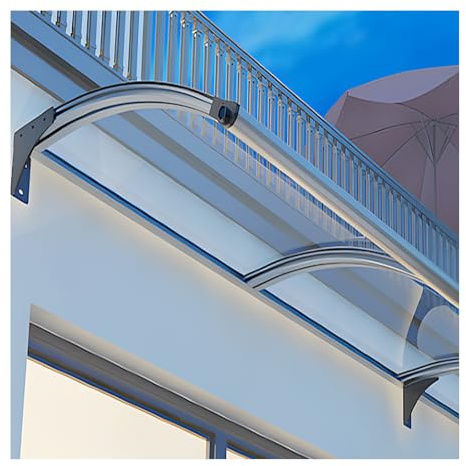 Tenda da sole sospesa per porta d'ingresso e finestra, grande tettoia di protezione UV in policarbonato resistente, 2,5 mm, resistente alle intemperie, per pioggia e neve, resistente (45 x 130 cm)