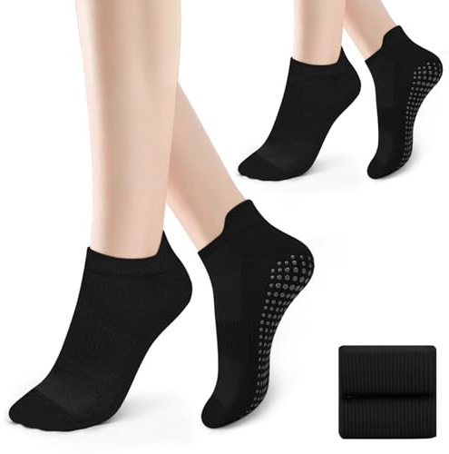 Vancle 2 Paar Anti-Rutsch Socken für Pilates & Yoga Damen 36-41 mit Grip-Sohle für Barre, Reformertraining & Fitness, Stoppersocken für Damen und Herren
