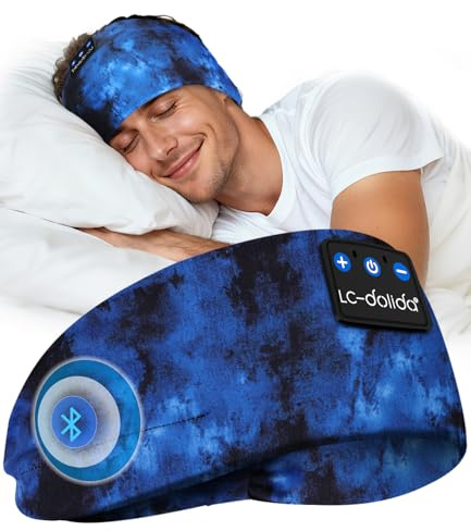 LC-dolida Schlafkopfhörer Bluetooth Sport Stirnband, 15h Akku & HiFi-Stereo | Weiches 4D-Gewebe,Beeindruckendem Klang,Komfort,tragbar für Reisen/Meditation/Yoga, tolles Unisex-Geschenk