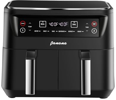 Air Fryer XL 8.5QT, Dual Zone 6 in 1 Air Fryer for Roast, Bake, Dehydrator, Defrost, Reheat for Quick Meals, Airfryers for Family Use