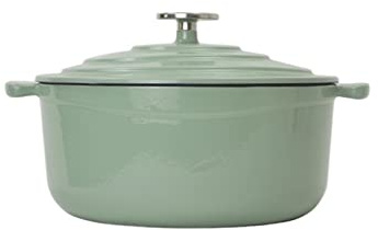 Casseruola in ghisa smaltata con coperchio, forno olandese 3QT per stufati, zuppe e cottura, pentole smaltate bianche resistenti, ideali per chef domestici