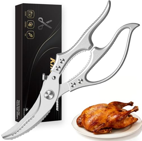 Eachans Geflügelschere Profi Küchenschere mit Rutschfestem Griff, Nussknacker, Fischschupper, Sicherheitsverriegelung & Federunterstützt - Für Hühnerknochen, Fleisch, Truthahn, Fisch, Gemüse