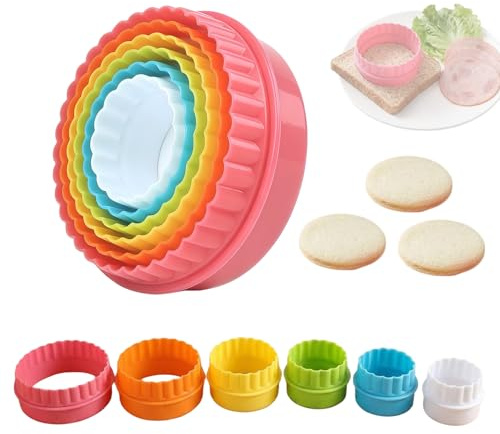 6 Stück Keksausstecher rund – Plätzchen Ausstecher rund Set für Kuchen, Backwaren und tägliches Backen, hochwertiges Küchenzubehör(Zufällige Farbe)