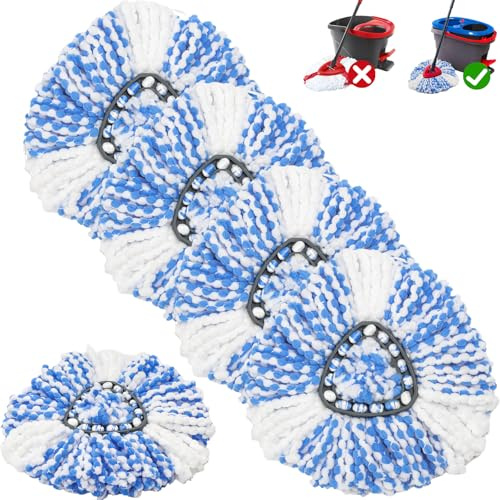 Vinuwu 5Pcs testine di Ricambio Mocio Compatibili con Vileda H2prO Spin Mop | Kit di ricarica lavapavimenti per H2prO 2 serbatoi, testine lavabili e riutilizzabili, Non adatto per Vileda Turbo