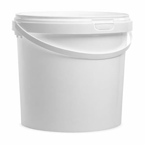 White Plastic Bucket with Lid – Food Grade, BPA Free, Airtight & Leak Resistant Storage Container – Stackable Tub for Food, Liquid, DIY & Industrial Use – 1L 2L 3L 5L 10L 20L (5 litres)