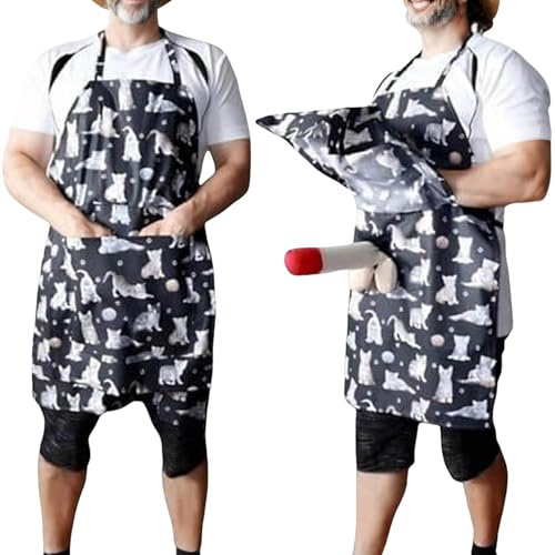 Lustige Schürze, Grill-Grillschürze für Männer, Grillschürze mit Verstecktem Penis, Lustige Kochschürze mit Überraschung in der Tasche, Penis-Schürze Lustige Geschenke für Ehemann, Vater (Schwarz)