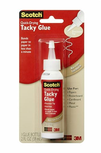 3M Commercial Office Supply Div. Products - Tacky Glue, Quick Drying, Dries Clear, Nontoxic, Acid-free, 2 oz - Sold as 1 PK - Scotch Quick-drying Tacky Glue offers an ideal way to bond papers, foam