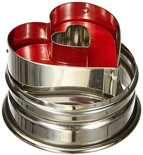 Städter 966353 Ausstecher mit Auswerfer Herz, Edelstahl, Durchmesser 4,8 cm, Silber/rot, 4,8 x 4,8 x 4,8 cm | cm