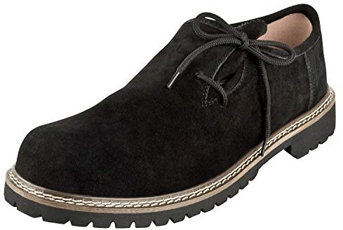 TR Martha Premium Traditionella herrskor – högkvalitativ traditionell sko för män – läderskor för oktoberfe, svart, 46 EU