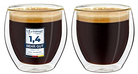 Creano Conjunto de 2 Vasos de Doble Pared de Café Expreso, Vasos Térmicos con Efecto de Flotación | 100ml