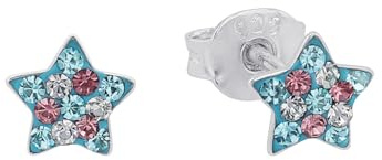 Prinzessin Lillifee Ohrringe 925 Sterling Silber Mädchen, Kinder Ohrschmuck, mit Preciosa, Multicolor, Stern, Kommt in Schmuck Geschenk Box
