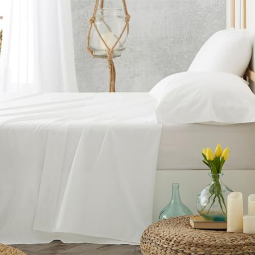 Burrito Blanco Sábanas de Hostelería | Juego de Sabanas 90 | 100% Algodón | Cama Individual | Ropa de Cama Fácil Planchado | Color Blanco | Disponible en Más Medidas y Colores