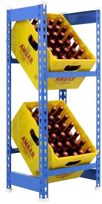 Simonrack Getränkekistenregal, 4 Kästen, Flaschenregal, Getränkekistenhalter, Kistenregal, Grau - Simonbottle