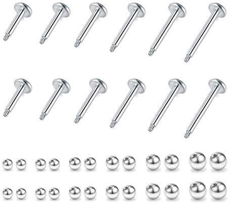 Briana Williams 18G Surgical Steel Tragus Cartilage Helix Earrings Studs Replacement Balls Short Lip Rings 4-12mm Conch Piercing Jewelry