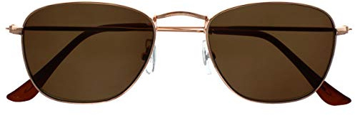 OPULIZE Sky Mince Bordé Métal Or Rose Clair Pointes Brunes Hommes Femmes Lecteurs Soleil Lunettes De Lecture UV400 S95-9 +2,50
