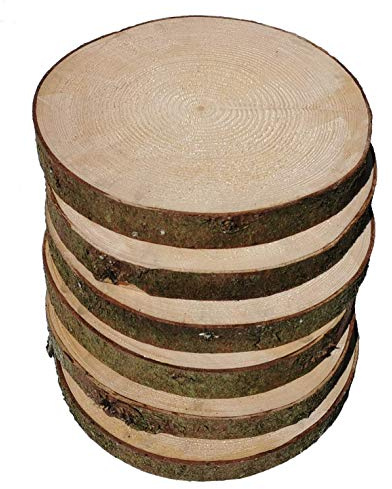 Mercarimus 6 Holzscheiben 23-26 cm Baumscheiben Astscheiben mit Rinde Deko Basteln Floristik Hochzeit Inhalt