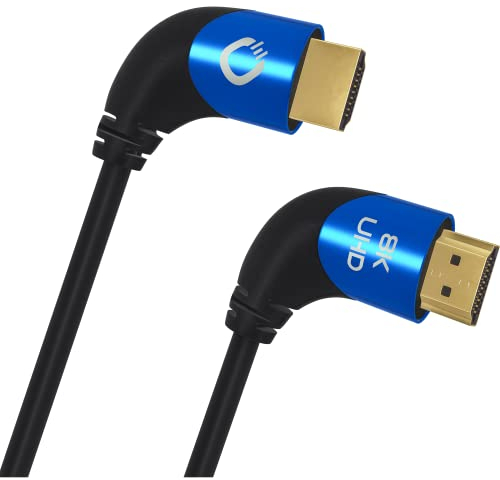 Oehlbach Shape Magic 90 UHD - 8K Ultra High Speed 2.1 HDMI-Kabel - Zertifiziert 48 Gbps (90 Grad Winkelstecker, OFC Kupfer, 4K@120Hz, 8K@60Hz, eARC, dynamisches HDR) schwarz 1m