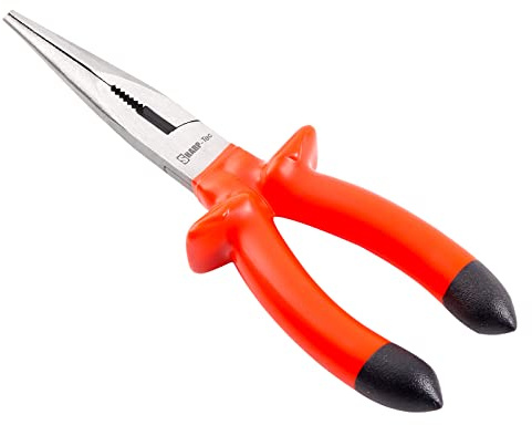 Sharp-tec Long Nose Pliers 200mm with Thickened Insulated Soft Grip Handles, Heavy Duty Side Cutting Pliers for Electrical Work, DIY, Workshop