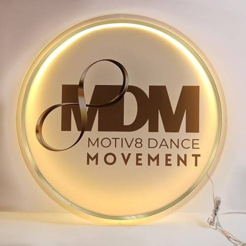 Custom Acrylic Backlit Logo Sign - Illuminated Round Personalized Signs for Business, Storefronts, Offices, Nail Salons, Beauty Studios & Restaurants - Customizable LED Logo Light (15 to 47)