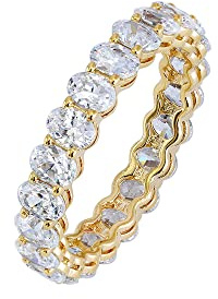 Amazon Essentials 23K Gold Plated Cubic Zirconia Stackable Statement Ring Size 8, Yellow Gold