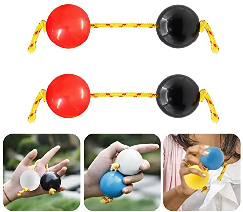 Aslatuas Rhythmischer Ball Kashaka Instrument, 2 Paar langlebige ABS Kashaka Musik Eier-Shaker, Doppelkürbis einfach zu spielen für Erwachsene und Jugendliche auf Partys, Shows (rot + schwarz)