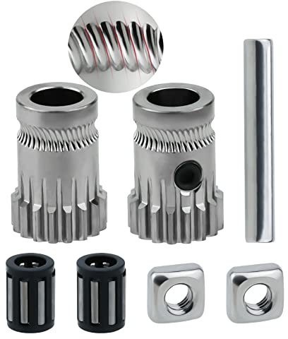 Schräge Zähne, hohe Präzision, MK3s + Dual-Drive Getriebe, gehärteter Stahl, vernickelt, 5mm Bohrung kompatibel mit Creality CR10S PRO DDB Extruder Prusa i3 MK3 MK2/MK2S/MK2.5 MK3S+ 3D-Drucker