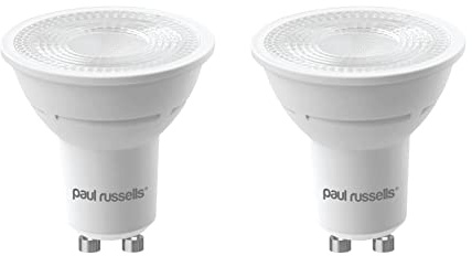 paul russells LED GU10 – Dimmable Fittings Spot Lightbulbs, 4.5W 345 Lumens LED Bulbs, 50w Equivalent, 2700K Warm White, 38° Degree Dimmer Energy Saving Ceiling Spotlights, 2 Pack